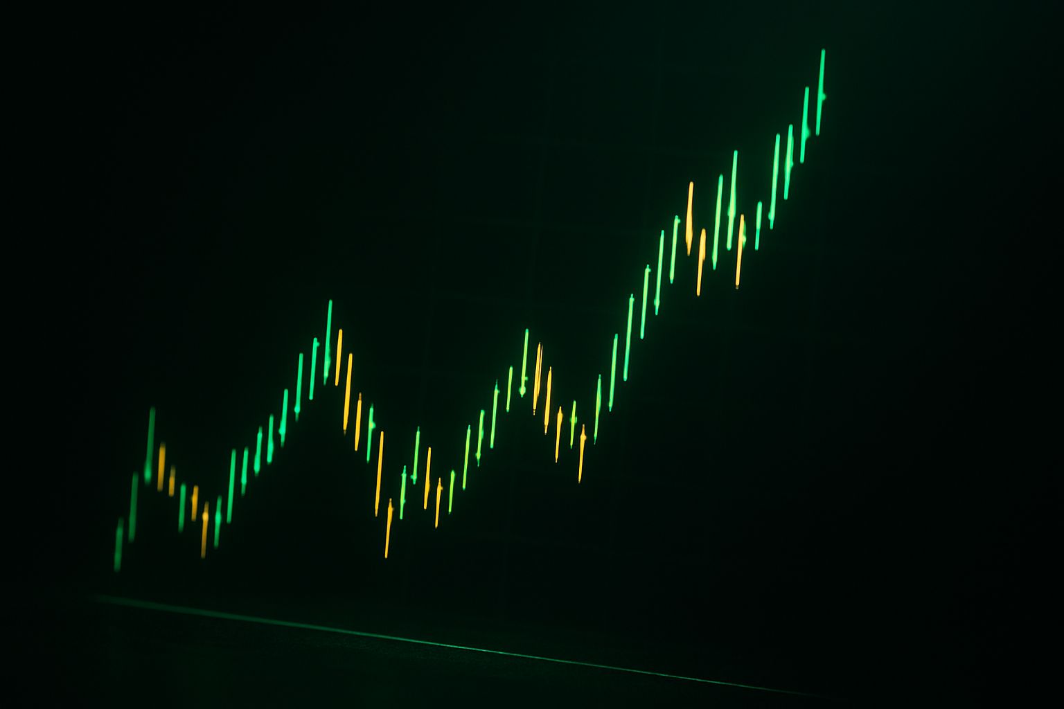 Live cricket session fancy trading chart with green and gold price movement lines