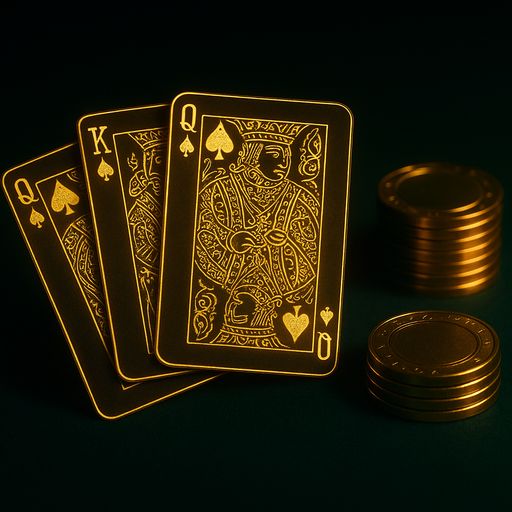 Teen Patti three-card trail flush hand with golden chips on Winbuzz exchange